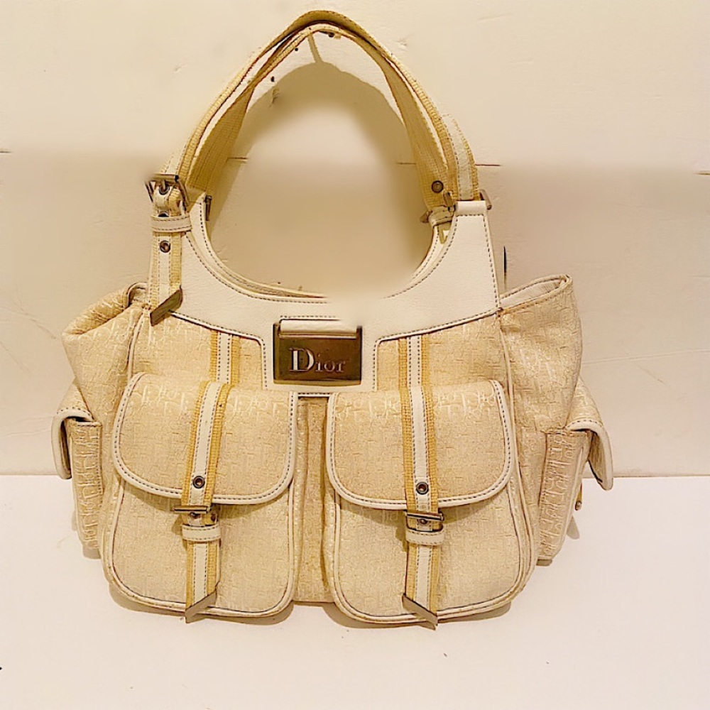 Vintage Galliano Street Chic Diorissimo Trotter & Leather Shoulder Bag
